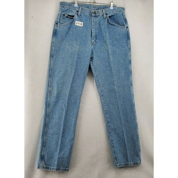 WRANGLER Jeans Men's Straight Leg 5-Pocket Regular Fit Denim Blue 36x30 - Picture 10 of 10